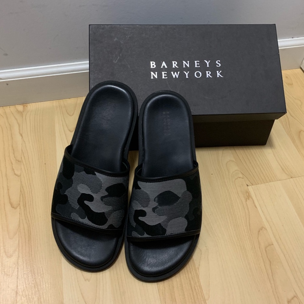 Barney’s New York Grey Camo Slides Made in Italy